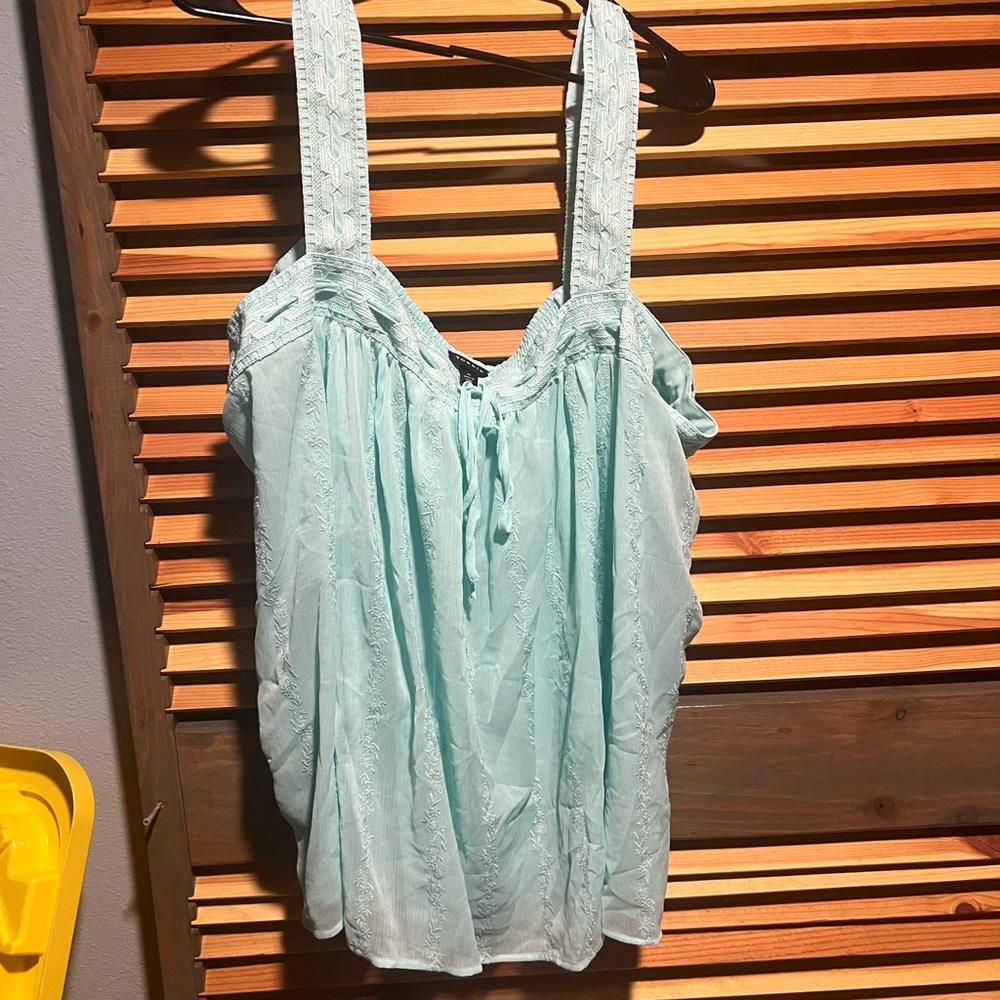 Torrid Light Blue Embroidered Tank Top